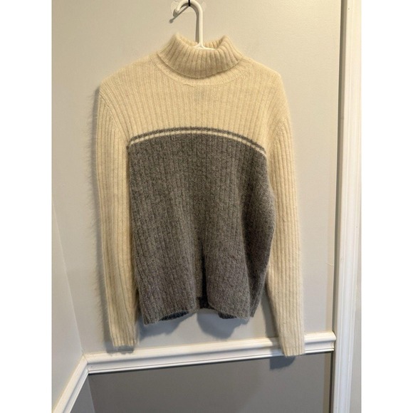 Rafaella Sweaters - Rafaella Sweater Womens M Gray ivory Rabbit Hair Lambs Wool Vintage Turtleneck